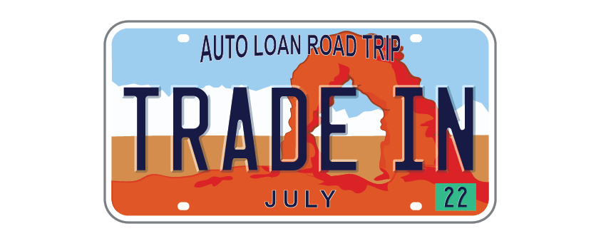 Utah license plate reading TRADE IN